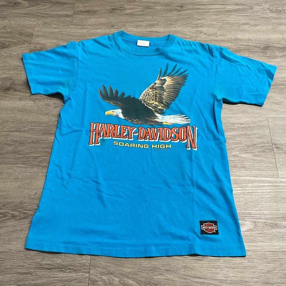 Vintage 1989 Harley Davidson Bald Eagle Soaring High Shirt, Virginia, USA Made
